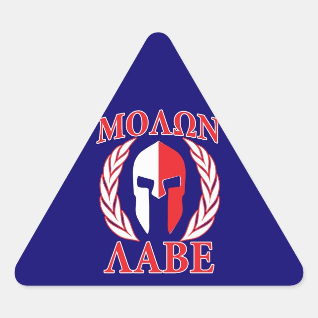 Adesivo Triangular Molon Labe Spartan Mask Laurels Marinho Azul (Frente)