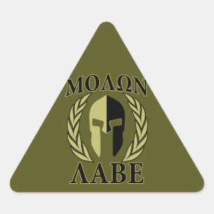 Adesivo Triangular Molon Labe Spartan Mask Laurels Olive Green