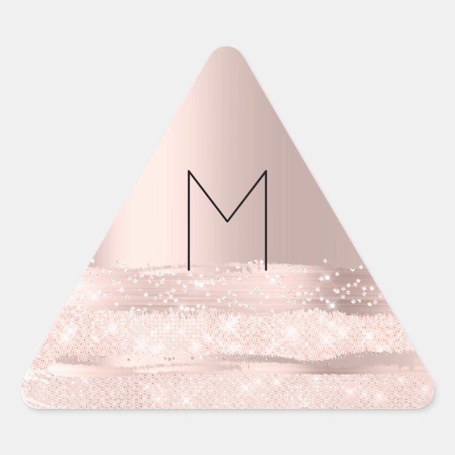 Adesivo Triangular Monogram Spark Rose  Bege Inicial Nome Triângulo (Frente)