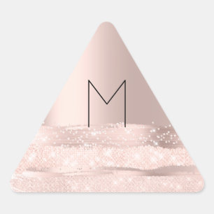 Adesivo Triangular Monogram Spark Rose Bege Inicial Nome Triângulo