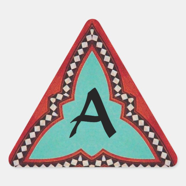 ADESIVO TRIANGULAR MONOGRAMA DE TRIÂNGULO GEOMÉTRICO DE ABSTRATO AZUL (Frente)