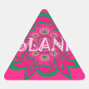 Adesivo Triangular Monograma Floral Rosa Vibrante Sombreado Roxo Bebê