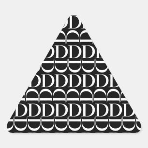 Adesivo Triangular Monograma - Letra Inicial D, Escolher Cor de Fundo