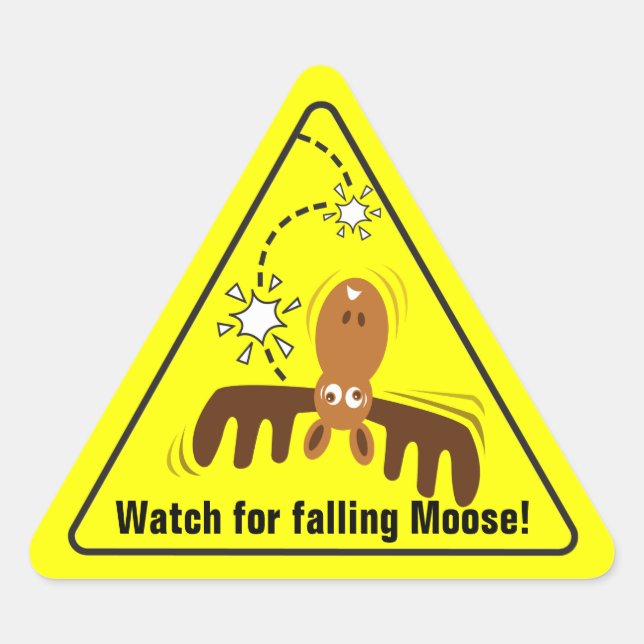 Adesivo Triangular Moose Head_Road Sign_Watch por cair Moose! (Frente)