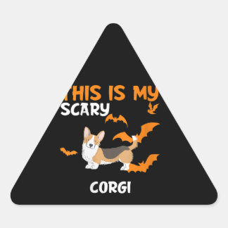 Adesivo Triangular Mulheres Corgi Com Costume De Cauda Halloween Chei