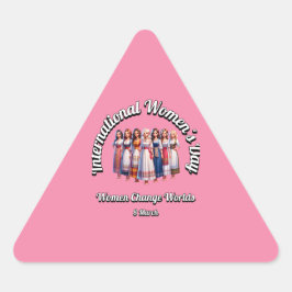 Adesivo Triangular Mulheres Mudam Mundos. Dia Internacional da Mulher