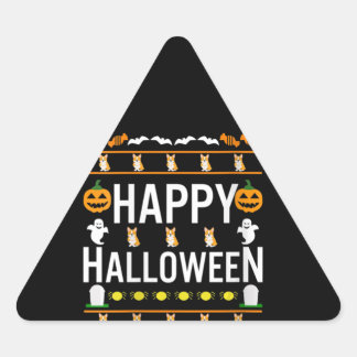 Adesivo Triangular Mulheres Pembroke Corgi Halloween Figurino preguiç