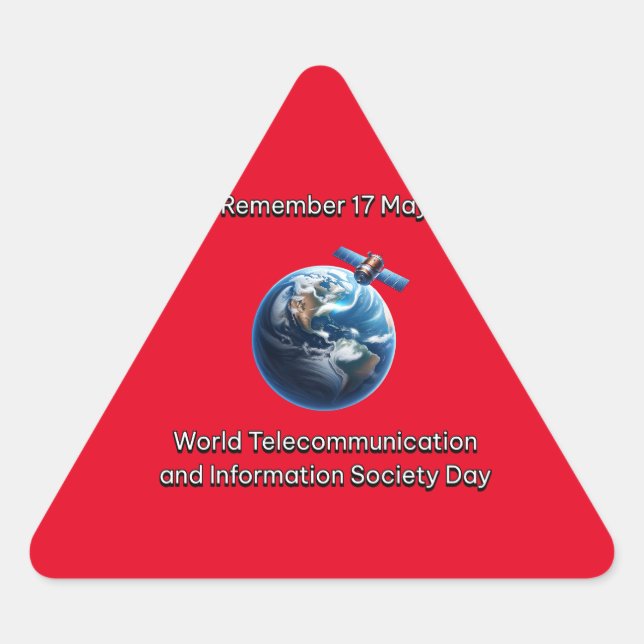 Adesivo Triangular Mundo das Telecomunicações e da Sociedade da Infor (Frente)