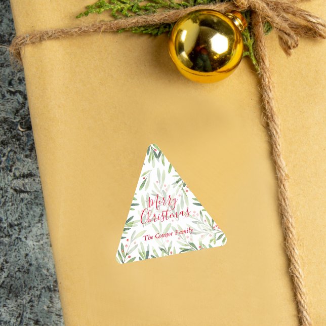 Adesivo Triangular Natal de Holly e Berries (Criador carregado)