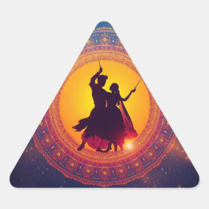 Adesivo Triangular Navratri - Um Festival de Devoção e Dança
