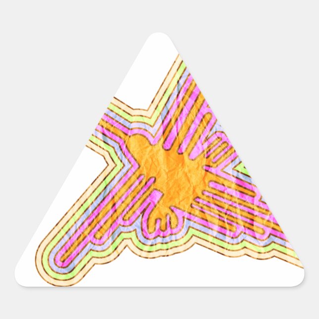 Adesivo Triangular Nazca Lines Hummingbird com efeito de papel rugoso (Frente)