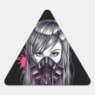 Adesivo Triangular Neon Gas Mask Girl