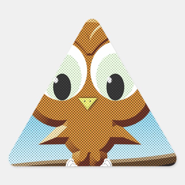Adesivo Triangular Newsprint Cartoon Owl (Frente)