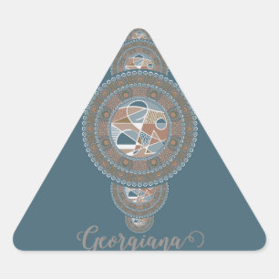Adesivo Triangular Nome Dourado Teal Abstrato Oronal Mandala