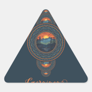 Adesivo Triangular Nome Personalizado Vintage Wilderness Mandala Orna