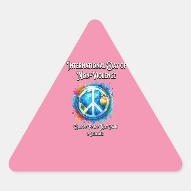 Adesivo Triangular O Dia Internacional da Não-Violência. Paz. (Frente)