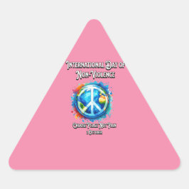 Adesivo Triangular O Dia Internacional da Não-Violência. Paz.