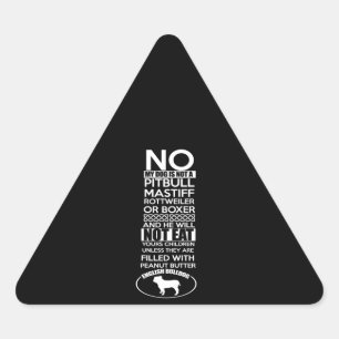 Adesivo Triangular O meu cão não é um desfiladeiro ou caixa do Pitbul