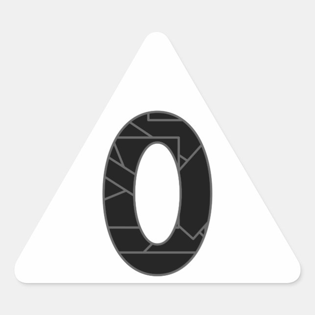 Adesivo Triangular O número zero (0) a preto (Frente)