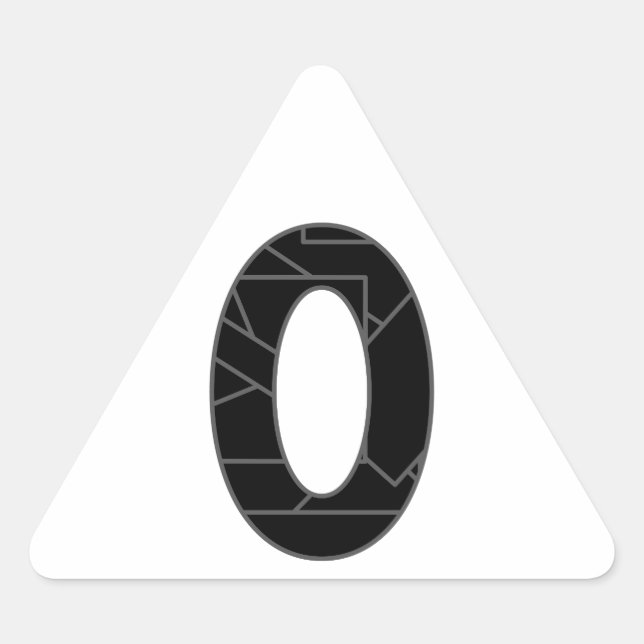 Adesivo Triangular O número zero (0) a preto (Frente)