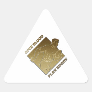 Adesivo Triangular o ouro metálico do jogador do rugby dá o sangue,