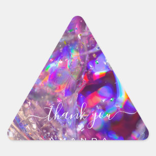 Adesivo Triangular Obrigado Nome 16º Bridal PurpleHolograph Crystal