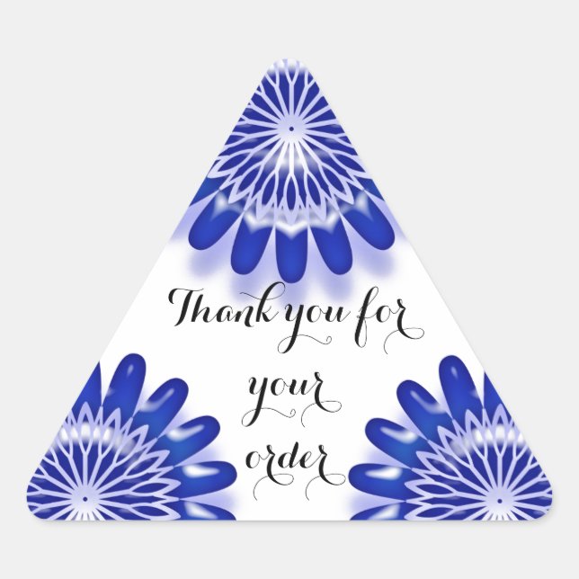 Adesivo Triangular Obrigado pelas flores azuis do seu pedido (Frente)