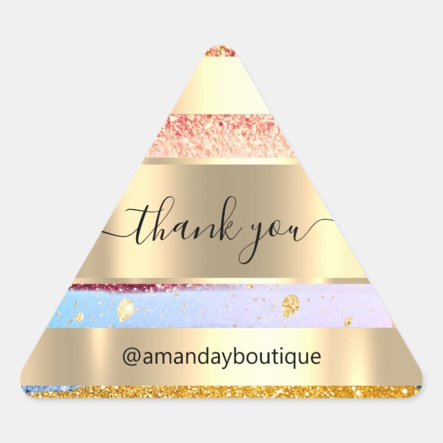Adesivo Triangular Obrigado por Comprar o Triângulo Dourado Boutique  (Frente)