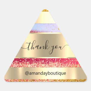 Adesivo Triangular Obrigado Por Comprar O Triângulo Dourado Com A Gli