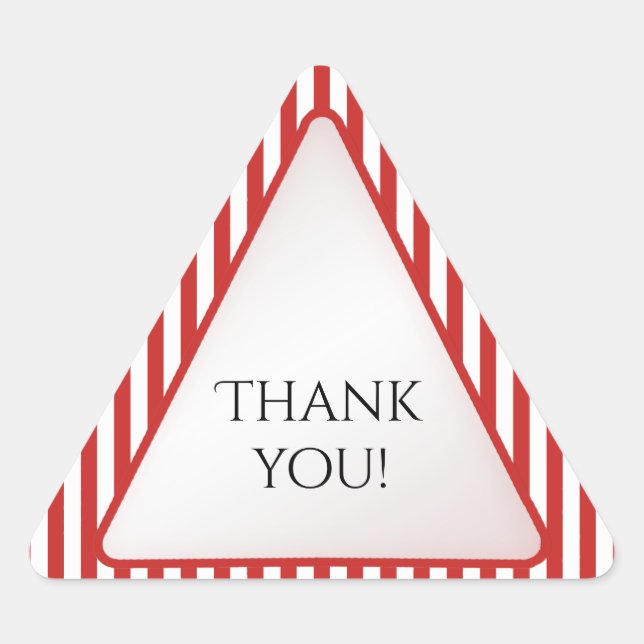 Adesivo Triangular Obrigado Triângulo Geométrico entre Stripe Vermelh (Frente)