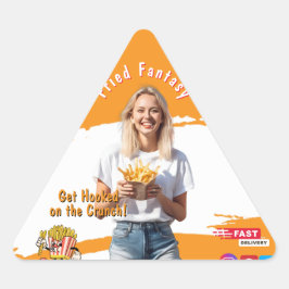 Adesivo Triangular Orange Smiling Blonde Woman Fries Family Fun
