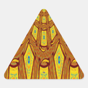Adesivo Triangular Ouro Castanho-Africano Vetor Tribal