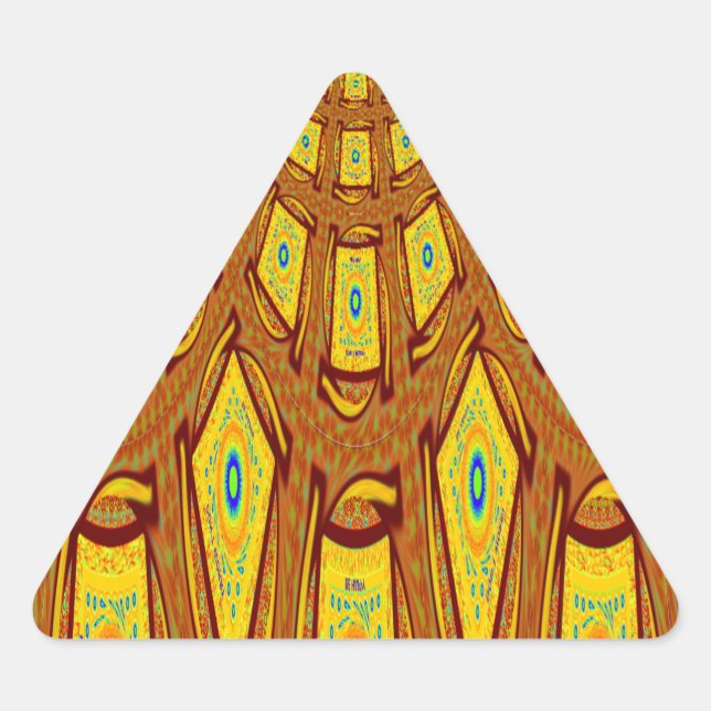 Adesivo Triangular Ouro Castanho-Africano Vetor Tribal (Frente)
