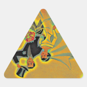 Adesivo Triangular Ouro do noivo da noiva do casal do casamento