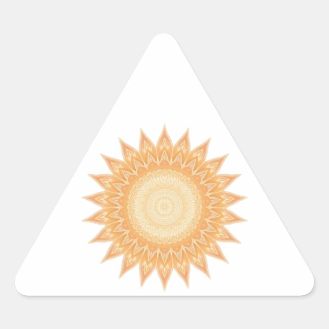 Adesivo Triangular "Ouro Sunflower Mandala - Luz Dentro De Você" (Frente)