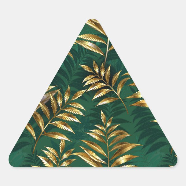 Adesivo Triangular Padrão contínuo com samambaias douradas (Frente)