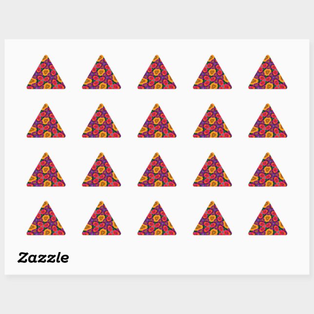Adesivo Triangular Padrão de Buquê de margarida colorida (Folha)