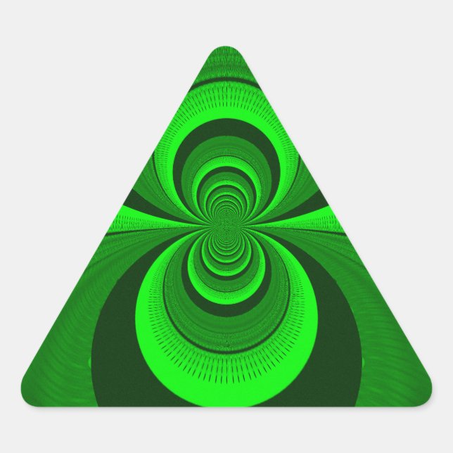Adesivo Triangular Padrão de caleidoscópio verde brilhante abstrato (Frente)