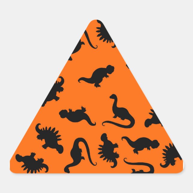 Adesivo Triangular Padrão de Dinossauro Fofo em Laranja (Frente)