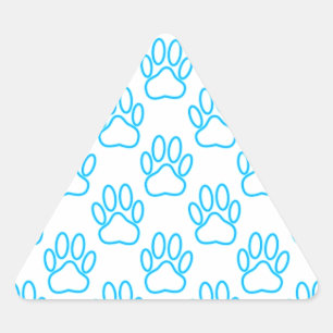 Adesivo Triangular Padrão de Impressão de Pata Neon Azul