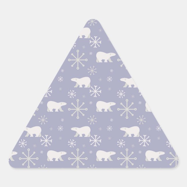 Adesivo Triangular Padrão de Natal com ursos polares e flocos de neve (Frente)