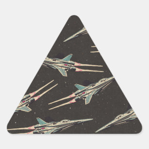 Adesivo Triangular padrão de nave espacial vintage
