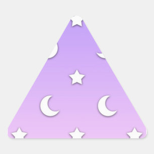 Adesivo Triangular Padrão de Pequenas Estrelas e Luas Brancas