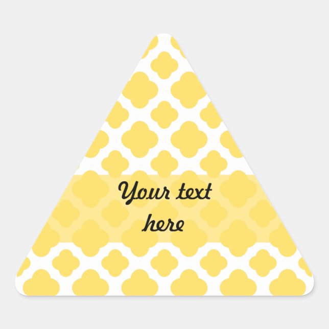 Adesivo Triangular Padrão de Quatrefoil Amarelo-limão e Branco (Frente)