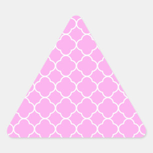 Adesivo Triangular Padrão De Quatrefoil Cor-De-Rosa E Branco