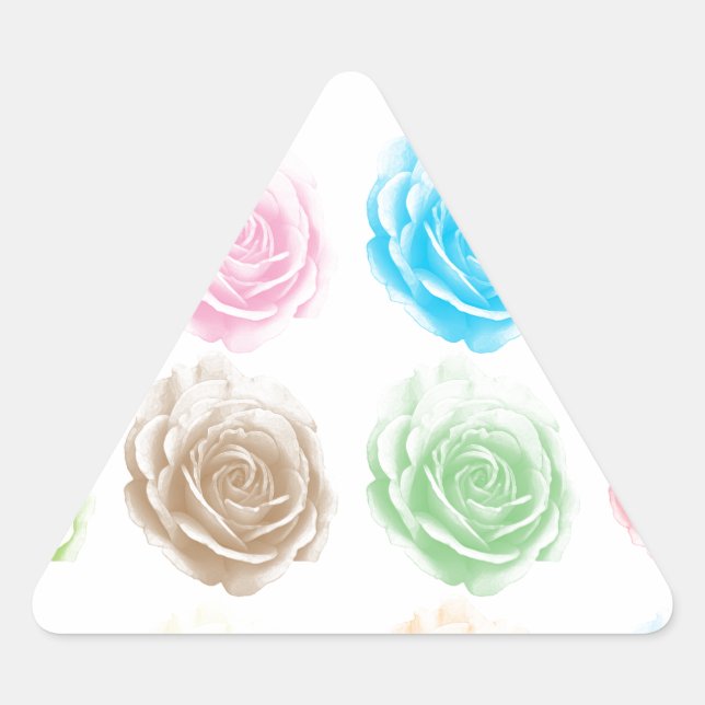 Adesivo Triangular Padrão de rosas coloridos (Frente)