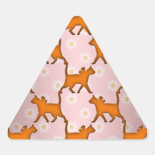 Adesivo Triangular Padrão de Silhueta de Gato Laranja