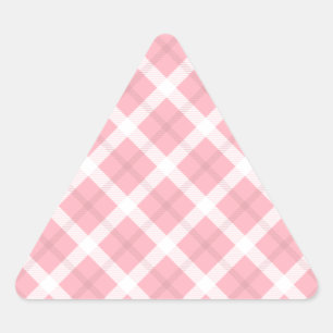 Adesivo Triangular Padrão De Tartan Cor-De-Rosa E Branco
