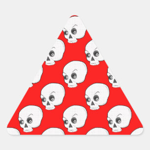 Adesivo Triangular Padrão Do Crânio Em Fundo Vermelho
