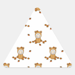 Adesivo Triangular Padrões de outono de Bebês em queda de folhas